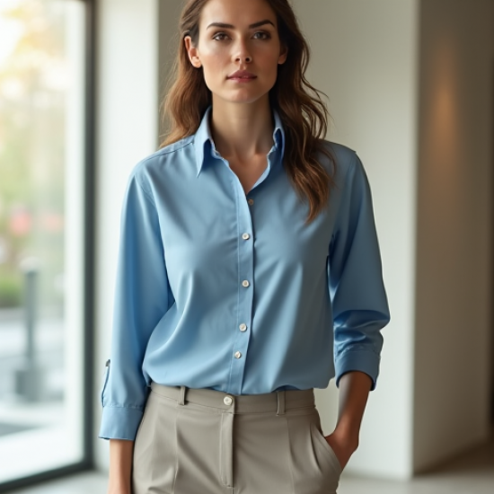 Women Plain Blue Shirt