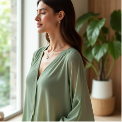 Women V-Neck Chiffon Top