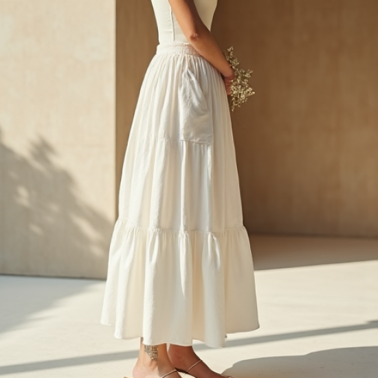 Women Plain White Skirt