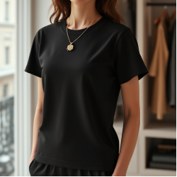 Women Plain Black T-Shirt