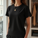 Women Plain Black T-Shirt