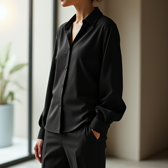 Women Plain Black Shirt