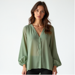 Women V-Neck Chiffon Top