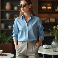 Women Plain Blue Shirt