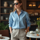 Women Plain Blue Shirt